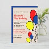 シンプル第75回誕生日招待状バルーン 招待状 (スタンド正面)