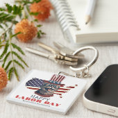 シンプル米国エレガント国旗Tシャツの労働日 キーホルダー (正面右)