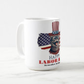 シンプル米国エレガント国旗Tシャツの労働日 コーヒーマグカップ (正面左)