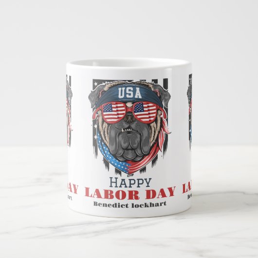 シンプル米国エレガント国旗Tシャツの労働日 ジャンボコーヒーマグカップ (正面)