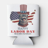 シンプル米国エレガント国旗Tシャツの労働日 缶クーラー (裏面)