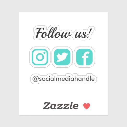 シンプル米国後を追ターコイズソーシャルメディアのアイコン シール (シート)