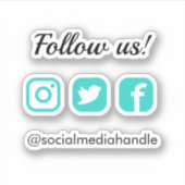 シンプル米国後を追ターコイズソーシャルメディアのアイコン シール (正面)