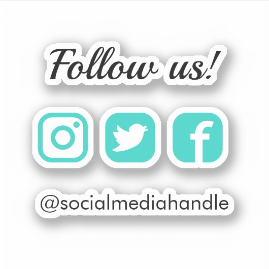 シンプル米国後を追ターコイズソーシャルメディアのアイコン シール (正面)