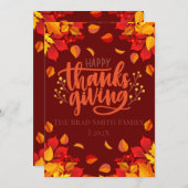 シンプル紅葉モダンハッピー感謝祭 シーズンカード (正面/裏面)