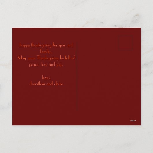 シンプル紅葉モダンハッピー感謝祭 シーズンポストカード (裏面)