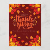 シンプル紅葉モダンハッピー感謝祭 シーズンポストカード (正面)