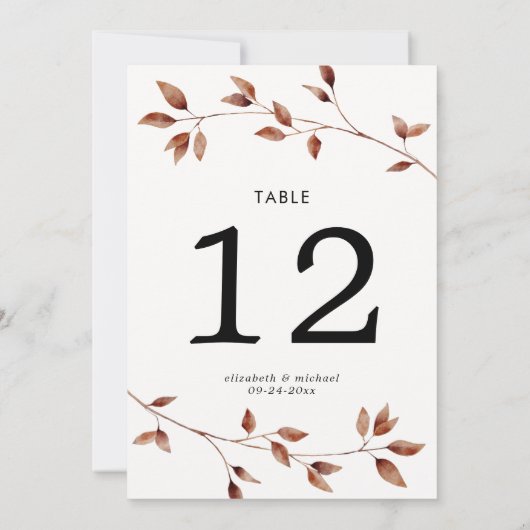 シンプル紅葉ラージ結婚のテーブル番号 (裏面)