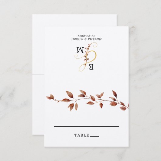 シンプル紅葉結婚の折り畳み座席表 (正面/裏面)