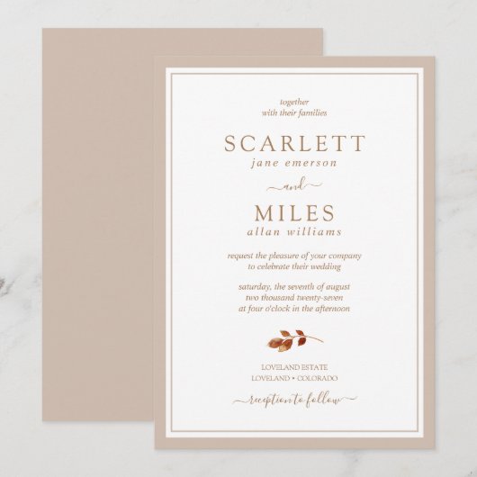 シンプル紅葉結婚ズ 招待状 (正面/裏面)