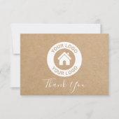 シンプル紙カスタムビジネスロゴメッセージ サンキューカード (正面)