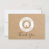 シンプル紙カスタムビジネスロゴメッセージ サンキューカード (正面)