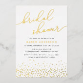 シンプル紙吹雪ブライダルシャワー 箔招待状 (正面)