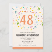 シンプル紙吹雪48歳の招待状モダン 招待状 (正面)