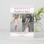 シンプル級三つフォト赤面ピンク卒業 案内状 (スタンド正面)