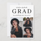 シンプル級写真コラージュ卒業 招待状 (正面)