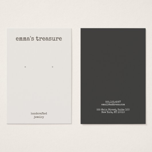 シンプル素朴イヤリング表示カード (正面&裏面)