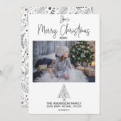 シンプル素朴ウッドランドツリー写真メリークリスマス シーズンカード (正面/裏面)