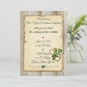 シンプル素朴ウッド&オールド紙、リリー&ハート 案内状 (スタンド正面)