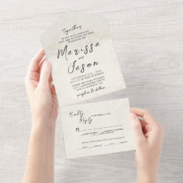 シンプル素朴エレガントベエ結婚ジ オールインワン招待状