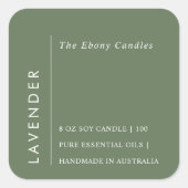 シンプル素朴エレガントミニマルGreen Candle Label スクエアシール (正面)