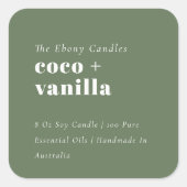 シンプル素朴エレガントミニマルGreen Candle Label スクエアシール (正面)