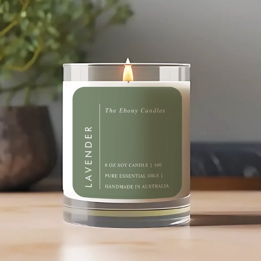 シンプル素朴エレガントミニマルGreen Candle Label スクエアシール