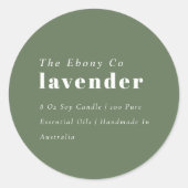 シンプル素朴エレガントミニマルGreen Candle Label ラウンドシール (正面)