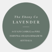 シンプル素朴エレガントミニマルGreen Candle Label ラウンドシール (正面)