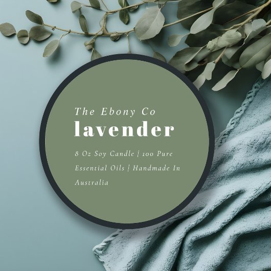 シンプル素朴エレガントミニマルGreen Candle Label ラウンドシール