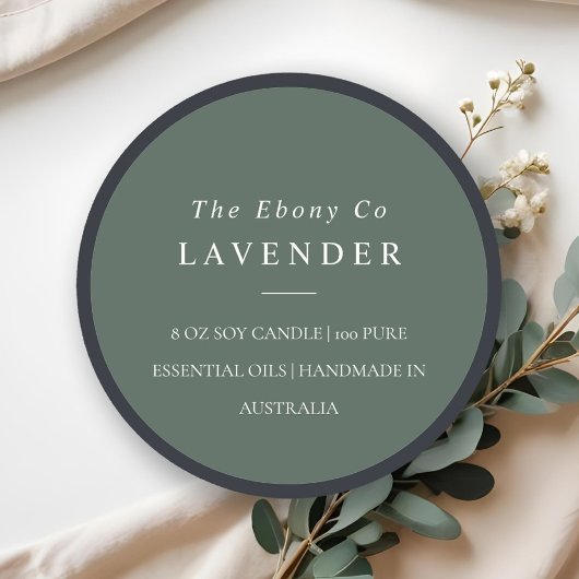 シンプル素朴エレガントミニマルGreen Candle Label ラウンドシール