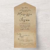 シンプル素朴エレガント結婚の オールインワン招待状 (内側)