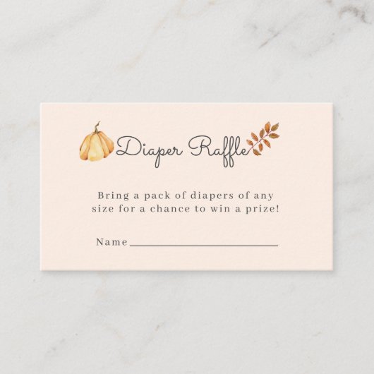 シンプル素朴カボチャOhベビーシャワーおむつラッフル エンクロージャーカード (正面)