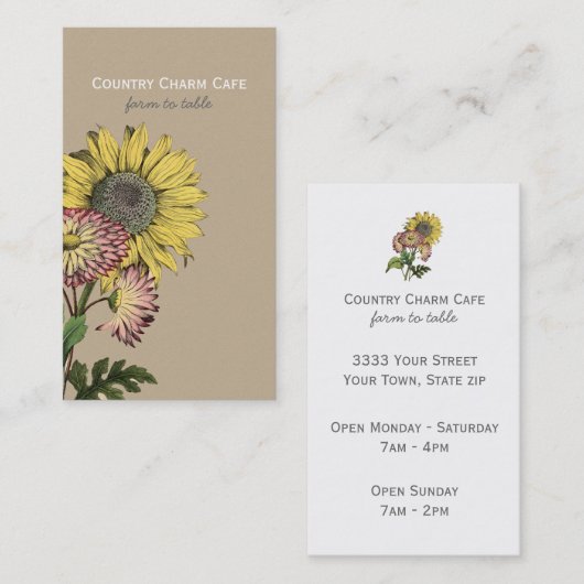 シンプル素朴クラフト紙ひまわり名刺 名刺 (正面/裏面)
