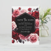 シンプル素朴クリムレッド結婚ズ セーブザデート (スタンド正面)