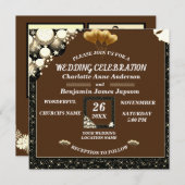 シンプル素朴グリッター木製結婚ズ 招待状 (正面/裏面)