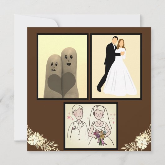 シンプル素朴グリッター木製結婚ズ 招待状 (裏面)