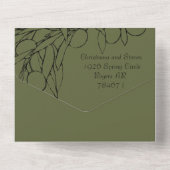 シンプル素朴グリーン&ブラックオリーブブランチ オールインワン招待状 (裏面)