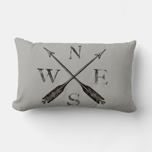 シンプル素朴コンパス ランバークッション (正面)