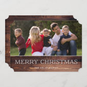 シンプル素朴ダークウッドMerry Christmasフォトカード シーズンカード (正面/裏面)