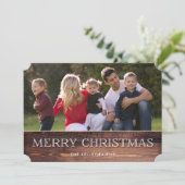 シンプル素朴ダークウッドMerry Christmasフォトカード シーズンカード (スタンド正面)