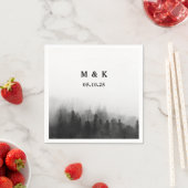 シンプル素朴パーソナライズされた木結婚モノグラム スタンダードカクテルナプキン (インサイチュ)