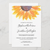 シンプル素朴ヒマワリの水結婚色 招待状 (正面/裏面)