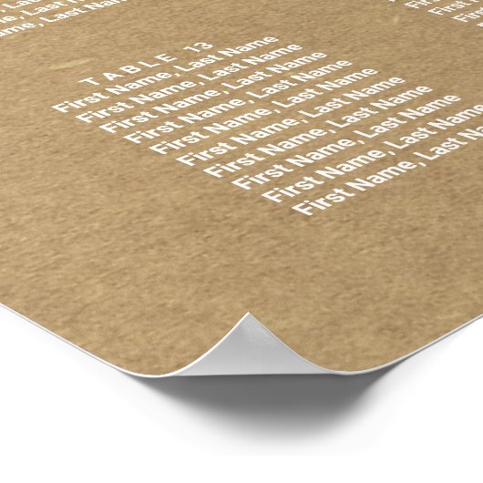 シンプル素朴フェイククラフト結婚の座席表 ポスター (角)