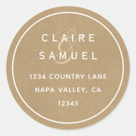 シンプル素朴フェイククラフト結婚差出人住所 ラウンドシール
