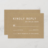 シンプル素朴フェイクク結婚ラフト 出欠カード (正面/裏面)