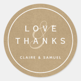 シンプル素朴フェイクKraft結婚's Thank You ラウンドシール