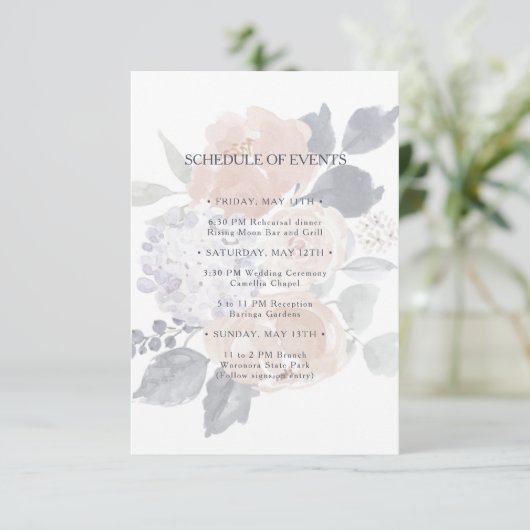 シンプル素朴フローラ結婚イベント表 エンクロージャーカード (スタンド正面)