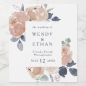 シンプル素朴フローラ結婚ワインラベル ワインラベル (シングルラベル)