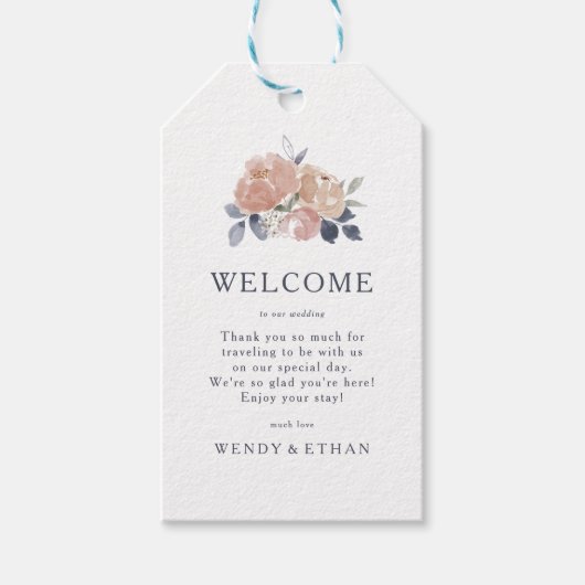 シンプル素朴フローラ結婚歓迎ラベル ギフトタグ (正面)